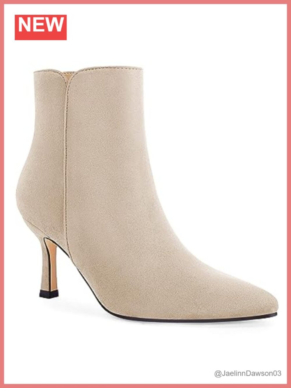 Coutgo Women's Kitten Heel Booties Pointed Toe Suede Ankle Boots
